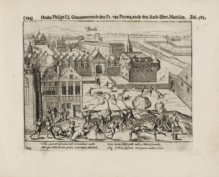 Afbeeldinghe, ende beschr?vinghe van alle de veld-slagen, belegeringen, en andre notable geschiedenissen, ghevallen in de Nederlanden, geduerende d'oorloghe teghens den Coningh van Spaengien.