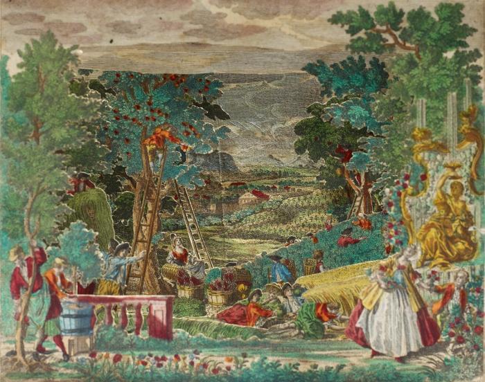 Diorama. - Herbst. Praesentation des Herbstes.
Folge von 6 Blatt (Sechsfach gestaffeltes Diorama, ohne Proszenium).