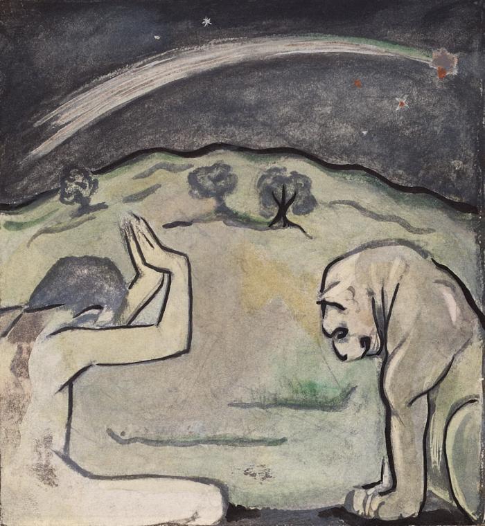 Franz Marc. - Stella Peregrina. Achtzehn Faksimile-Nachbildungen nach den Originalen von † Franz Marc, handkoloriert von Frau Annette v. Eckardt. Einleitung von Hermann Bahr.