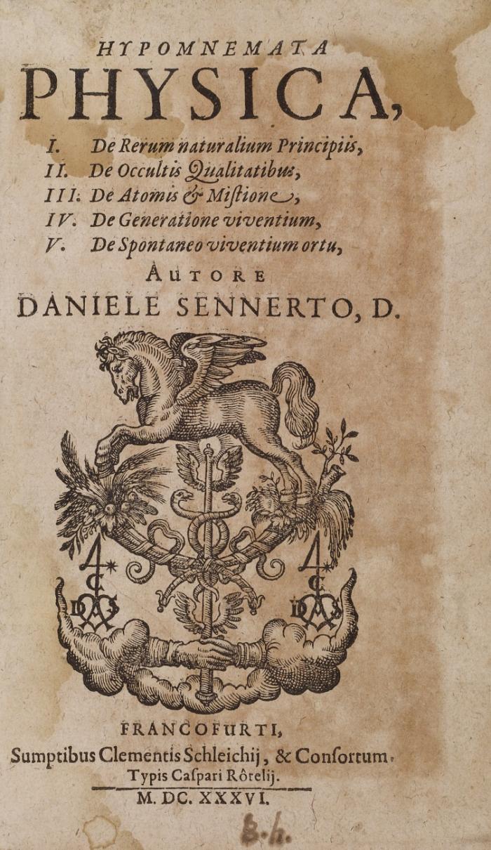 Hypomnemata Physica. I. De Rerum naturalium Principiis. II. De Occultis Qualitatibus. III. De Atomis & Mistione. IV. De Generatione viventium. V. De Spontaneo viventium ortu.