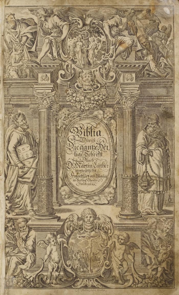 Biblia, das ist: Die gantze Heilige Schrifft durch D. Martin Luther verteutscht: Mit D. Pauli Tossani hiebevor ausgegangenen Glossen und Außlegungen ... Vormahlen mit Chur-Pfaltz Durchleucht. ... Privilegio und Begnadigung durch Theodorum Falckeysen; jetzo zum zweyten  mahl verlegt.