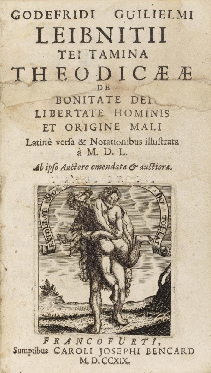 Tentamina Theodicææ de bonitate dei  libertate hominis et origine mali. Latine versa & notationibus illustrata à M.D.L. (d. i. Barth. des Bosses).  ... emendata & auctiora. 2 Tle. in 1 Bd.