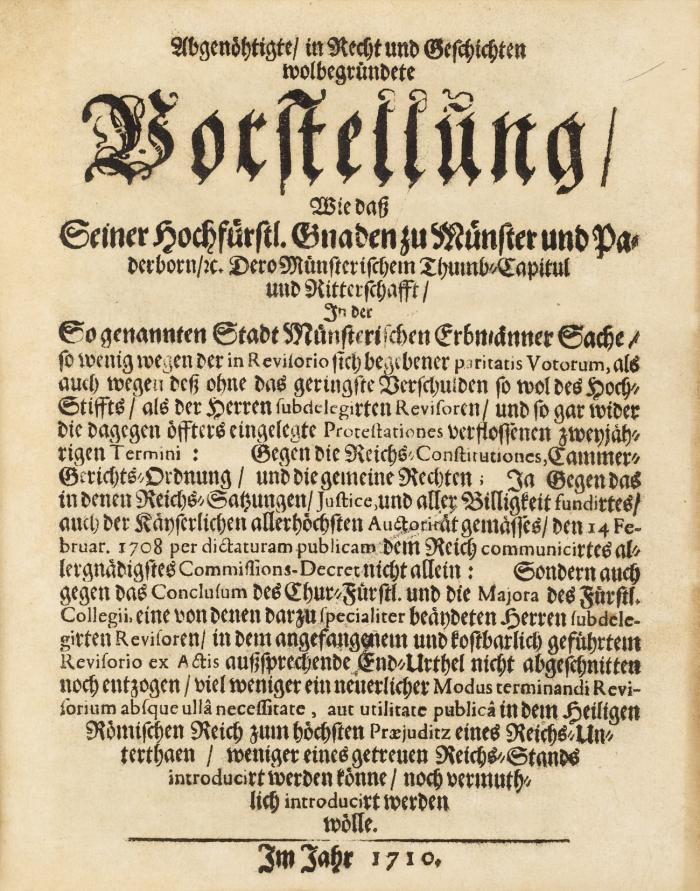 Münster. - Erbmännerstreit. - Sammelband mit 7 staatsrechtlichen Kontroversschriften.