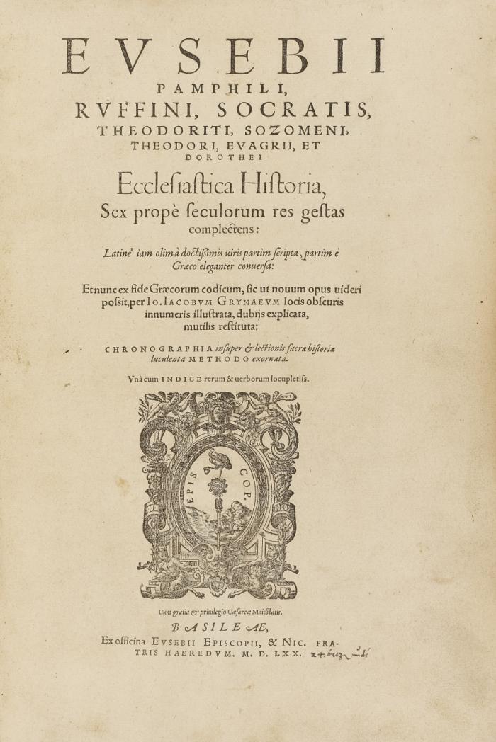 Eusebii, Pamphili, Ruffini, Socratis, Theodoriti, Sozomeni, Theodori, Evagrii, et Dorothei, ecclesiastica historia.