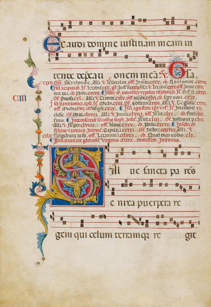 Graduale. - Illuminierte liturgische Handschrift auf Pergament, wohl Emilia oder Toskana, 2. Hälfte des 14. Jahrhunderts.