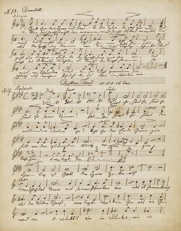E. Musikmanuskript, o. Dat. [um 1848]. Aus dem Oratorium 