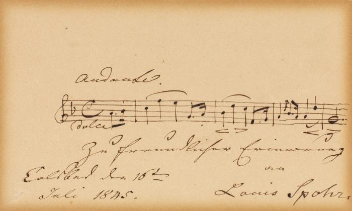 E. musikalisches Albumblatt m. Widmung u. Unterschrift;