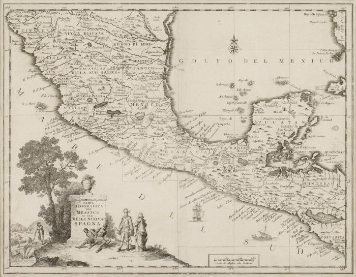 Mexiko. - Carta Geografica del Messico o sia Della Nuova Spagna.