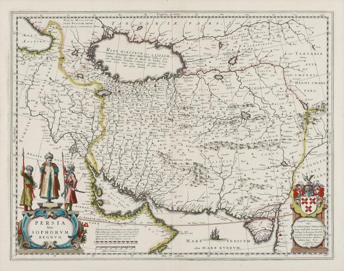 Persien. – Persia Sive Sophorum Regnum, mit figürlicher Titel- und Wappenkartusche.