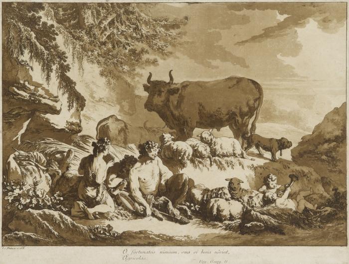 O Fortunatos nimium ...(Satyr, Hirtin und spielende Kinder mit Viehherde).