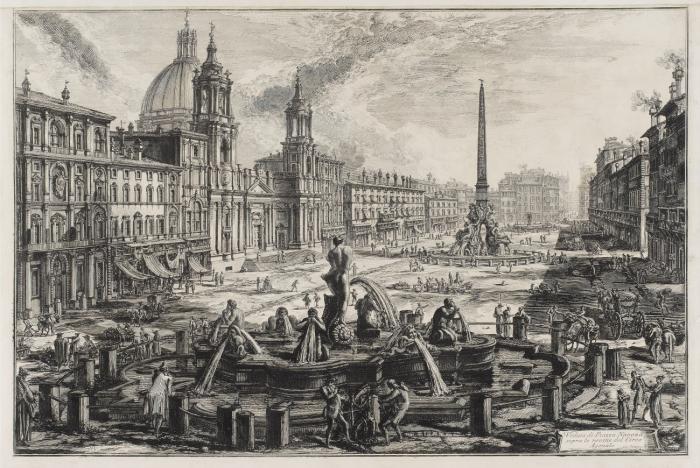 Veduta di Piazza Navona sopra le rovine del Circo Agonale.