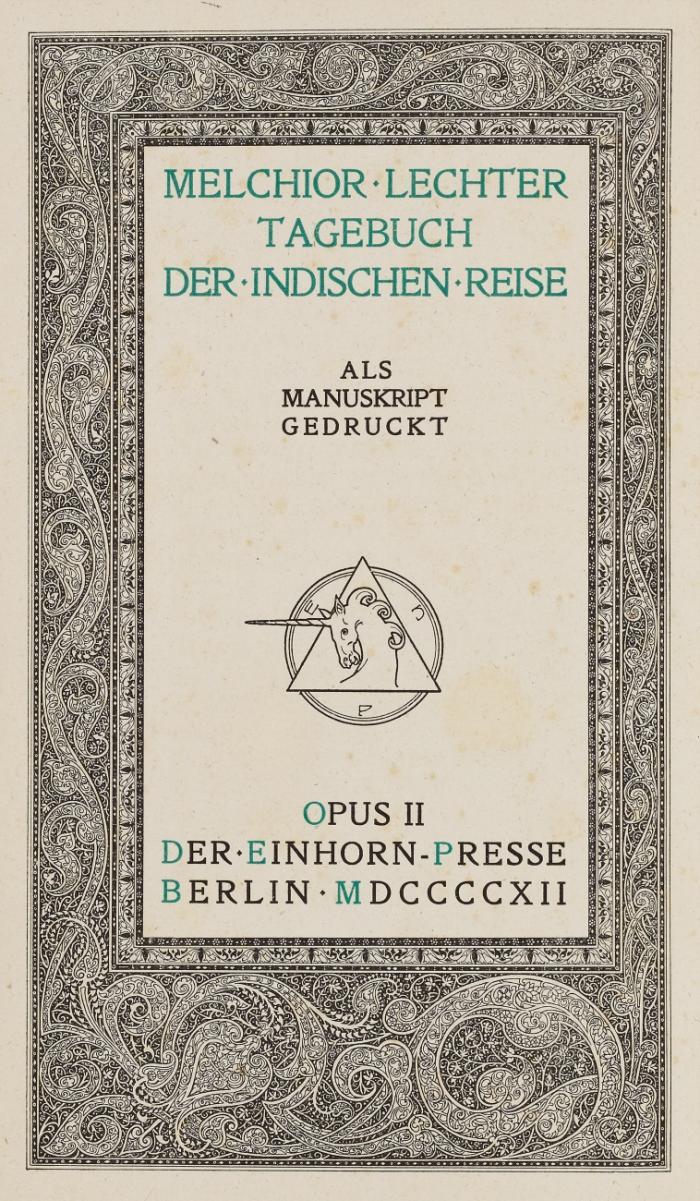 Tagebuch der indischen Reise. Als Manuskript gedruckt.