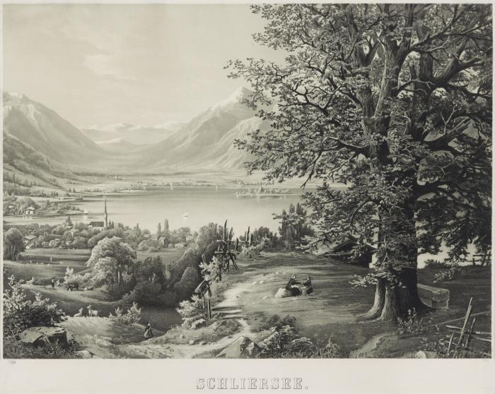 Bayern. Schliersee. - Schliersee, Gesamtansicht mit Blick auf den See.