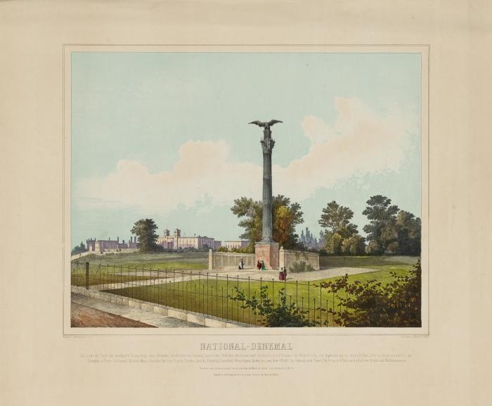 Berlin. - National-Denkmal der Liebe, der Treue, dankbaren Erinnerung ... zum Andenken der am 18. und 19. März 1848 ... für König und Vaterland gefallenen Brüder und Waffengenossen.  Um 1860.