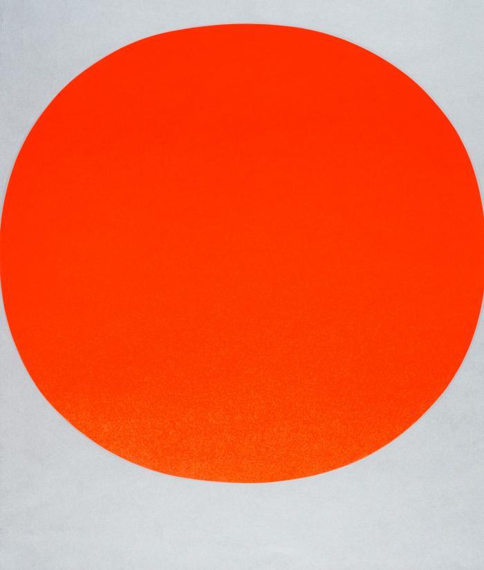 ORANGE-ROTER KREIS AUF SILBER