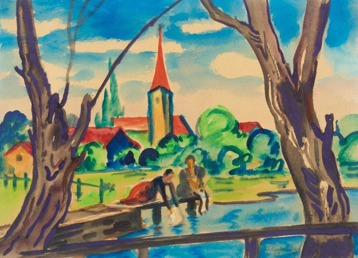 WÄSCHERINNEN AM DORFTEICH