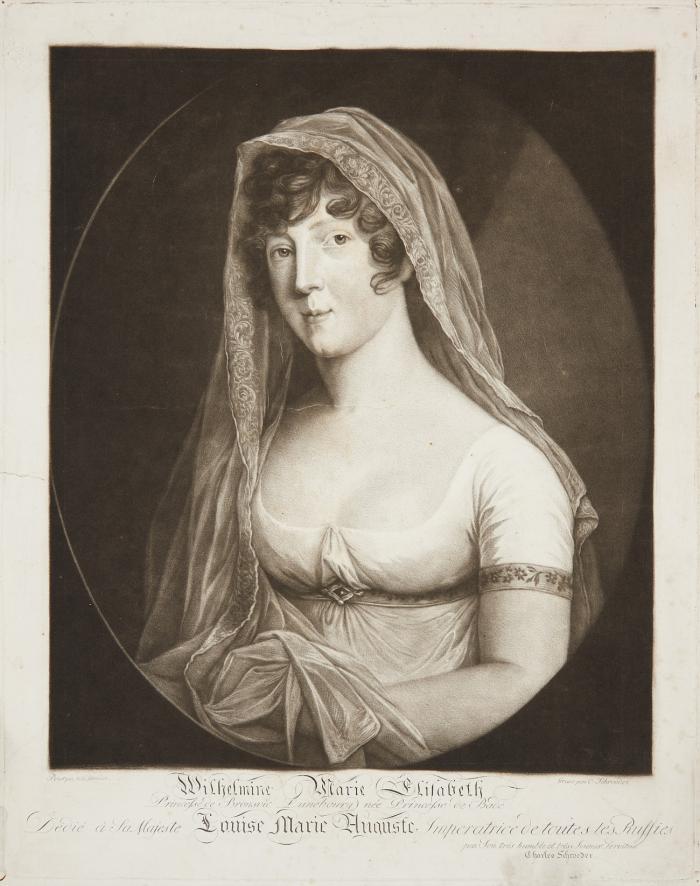 Porträt.  - Marie Elisabeth Wilhelmine von Baden. Wilhelmine Marie Elisabeth, Princesse de Bronsvic Lunebourg née Princesse de Bade. (Brustbild nach links). Um 1800.