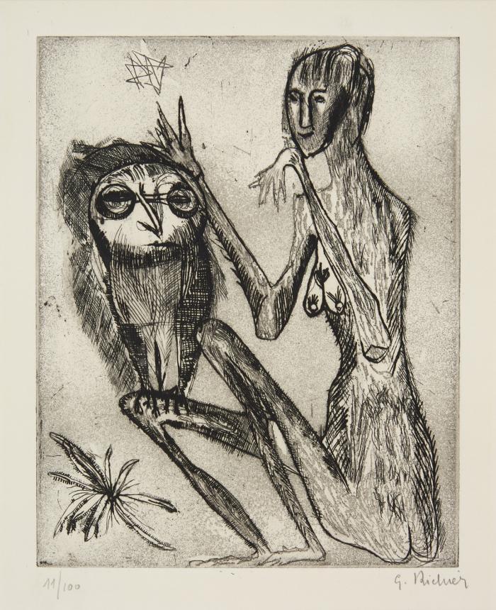 FIGUR MIT EULE / FEMME DEBOUT
