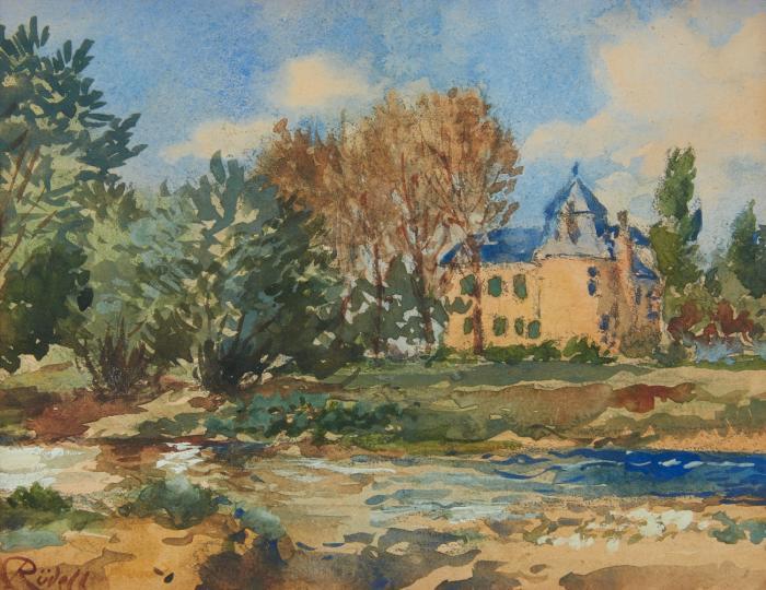 LANDSCHAFT MIT BACH UND SCHLOSS