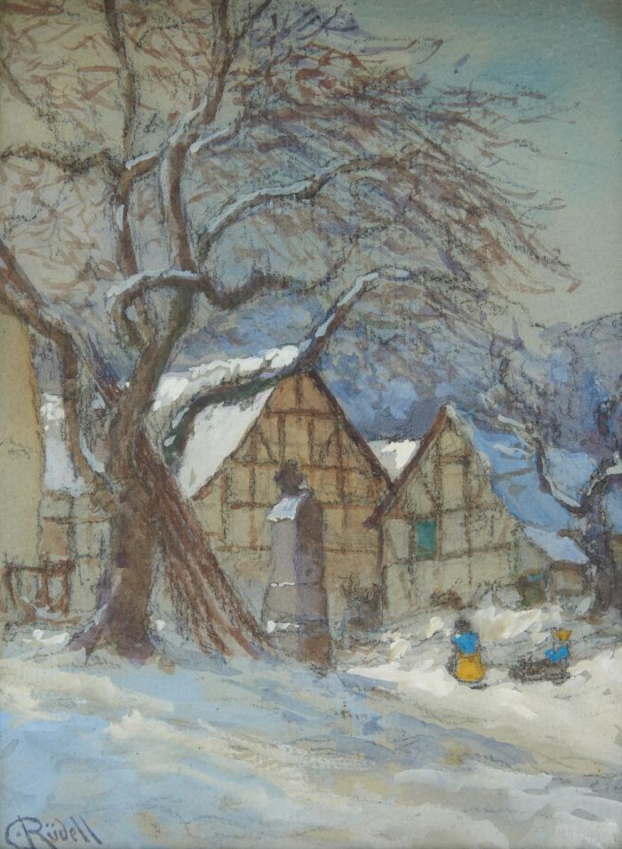 DORFSTRASSE IM WINTER, OBERBERG. DORF