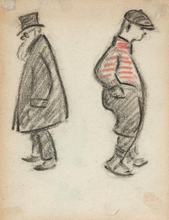 SKIZZE ZWEIER MÄNNLICHER FIGUREN (RÜCKS,; ZWEI FRAUENFIGUREN VON HINTEN)
