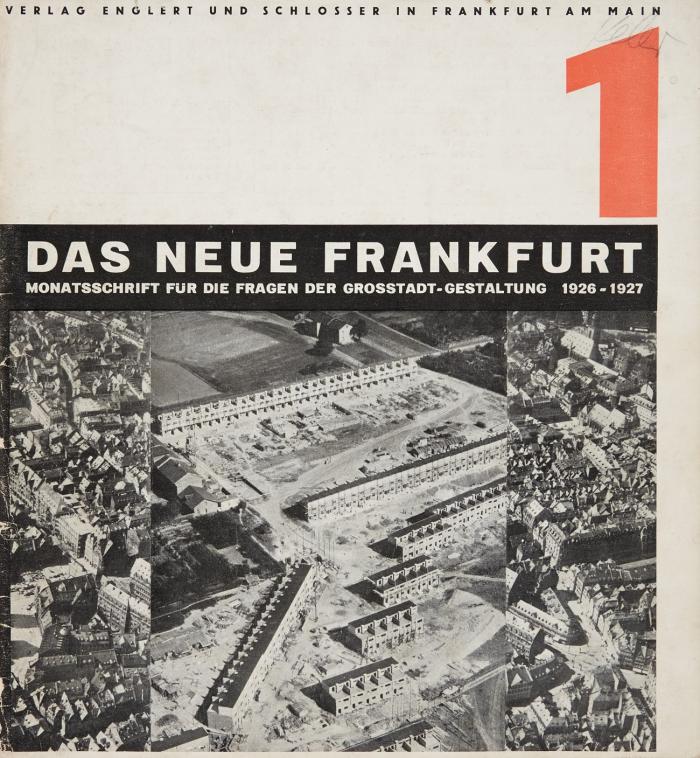 Das neue Frankfurt. Monatsschrift für die Fragen der Grosstadt-Gestaltung (ab Jahrgang 2: Monatsschrift für die Probleme moderner Gestaltung bzw. Probleme kultureller Neugestaltung). Schriftleiter: Ernst May. Jahrgang 1 (1926-27), Hefte 1-7 (komplett); Jg 2 (1928), Hefte 1-4,6-12 in 9 Heften;  Jg 3 (1929), Hefte 1- 12 in 11 (komplett); Jg 4 (1930), Hefte 1-6, 8-12 in 9 Heften; Jg 5 (1931), Hefte 2-5, 7-10 in 7 Heften. Zus. 47 Hefte (inkl. 4 Dubletten).