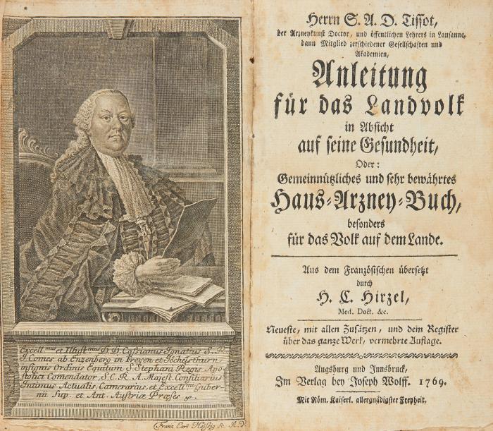 Anleitung für das Landvolk in Absicht auf seine Gesundheit, oder gemeinnützliches und sehr bewährtes Haus-Arzney-Buch, besonders für das Volk auf dem Lande.  Aus dem Französischen übersetzt durch H. C. Hirzel. Neueste ... verm. Aufl.