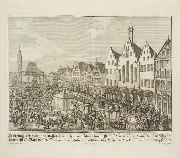 Vollständiges Diarium von der höchst=beglückten Erwehlung (Crönung) des allerdurchlauchtigsten Großmächtigsten und Unüberwindlichsten Fürsten und Herrn, Herrn Franciscus Königs zu Jerusalem. 2 Teile in 1 Band.