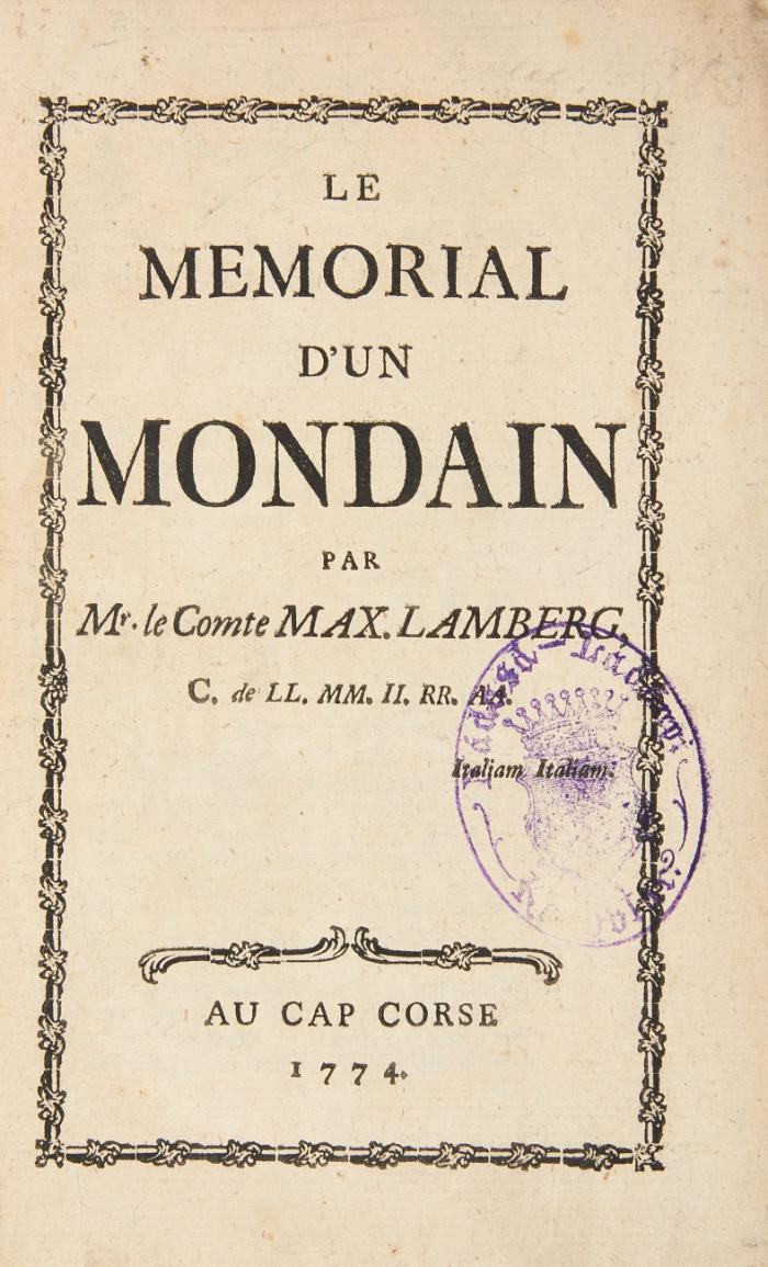 Le Memorial d'un Mondain.