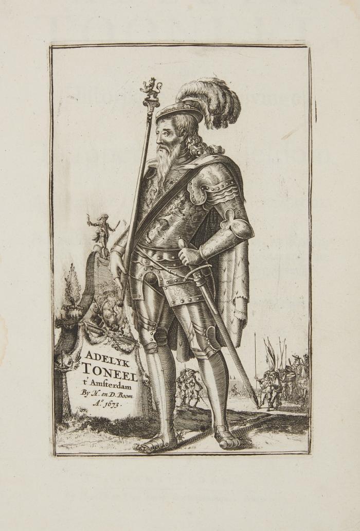 Adelyk Tooneel, of Historische Beschrijvinge, van allerley Trappen van Adeldom, En Ridderlijke Ordens, met haar oorspronk. 2 Tle. in 1 Band.