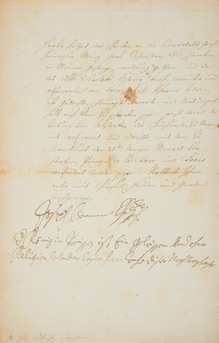 Brief m. U. und e. Nachschrift;