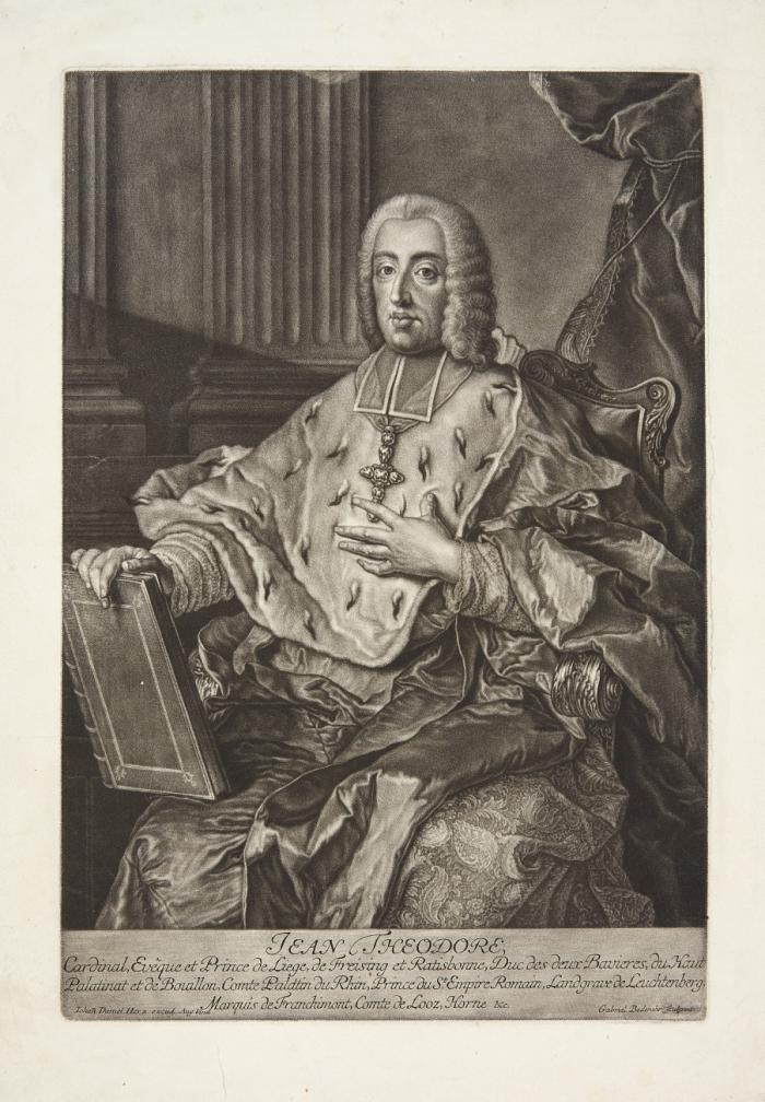 JOHANN THEODOR HERZOG VON BAYERN, Bruder von Clemens August
München 1703 - 1763 Lüttich