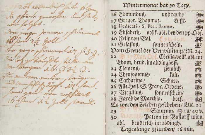 Paderbornischer Allmanach/ darinnen alle Fest- und Fast-tage/ Proceßionen und Ablässe/ auch Vieh- und Jahrmärckte. Auf das Jahr ... 1750.