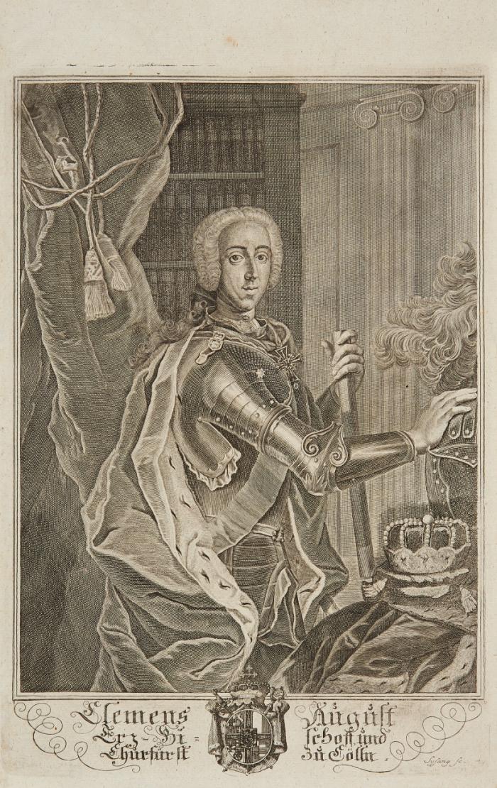 CLEMENS AUGUST VON BAYERN, Erzbischof und Kurfürst von Köln
Brüssel 1700 - 1761 Schloss Philippsburg/Koblenz-Ehrenbreitstein