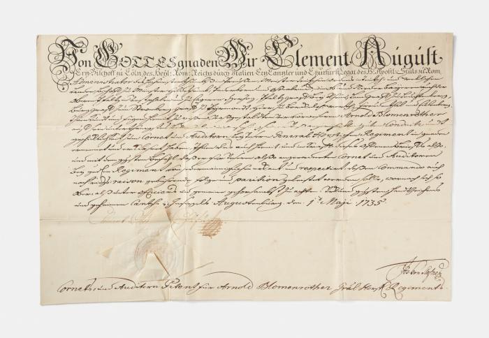 5 Offizierspatente m. U. Urkunden auf Papier mit papiergedecktem Siegel.