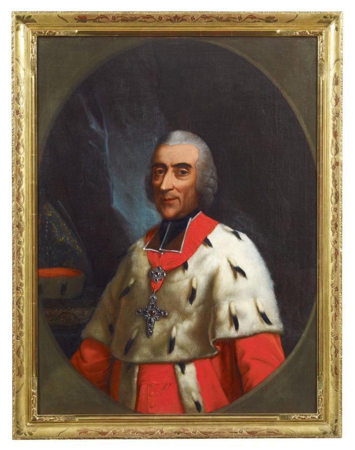 MAXIMILIAN FRIEDRICH, Reichsgraf von Königsegg-Rothenfels, Erzbischof und Kurfürst von Köln, Nachfolger von Clemes August
Köln 1708 - 1784 Bonn

Halbfigur im Oval, im Hermelin mit Brustkreuz.