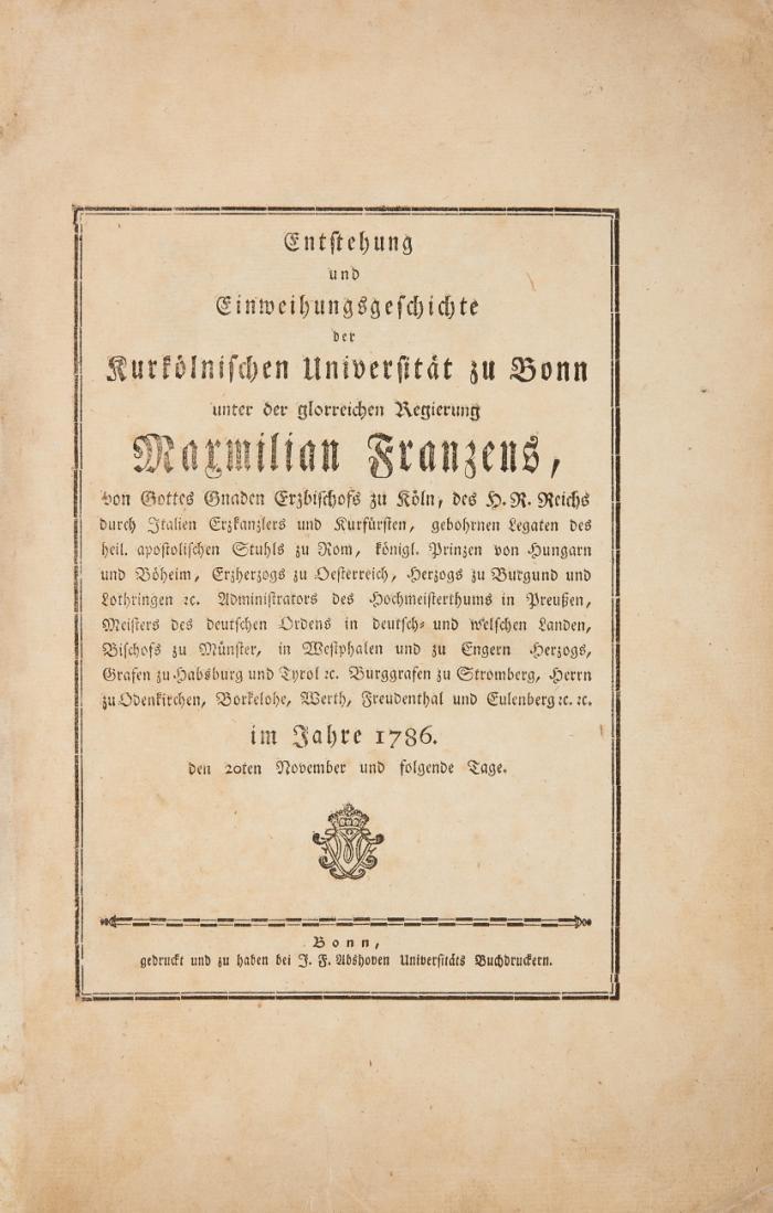 Bonn, Rheinische Friedrich-Wilhelms-Universität. - Konvolut von 11 offiziellen Dokumenten aus der Frühzeit der Bonner Universität.