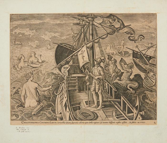 Christoph Kolumbus auf seinem Schiff.
