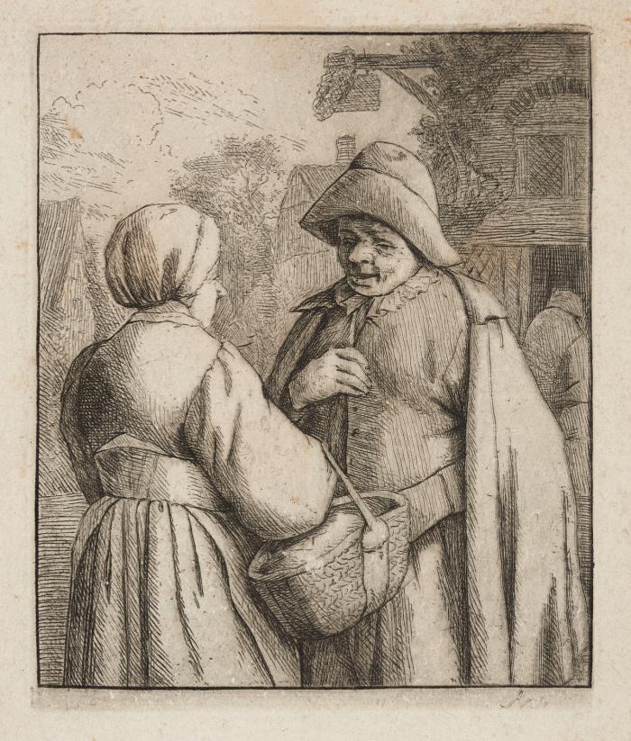 Mann und Frau in Unterhaltung. Um 1675.