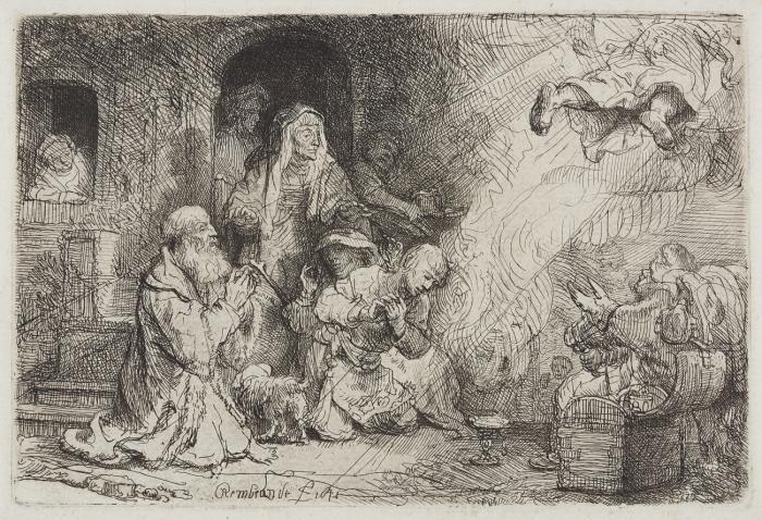 Der Engel vor der Familie des Tobias veschwindend.