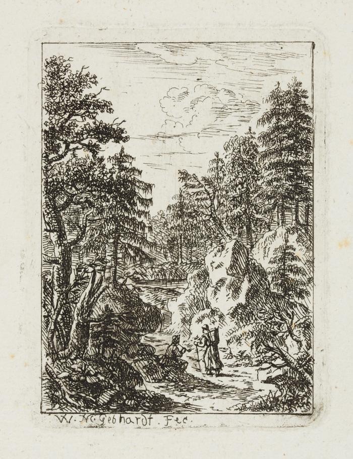 Landschaften mit antiken Ruinen und Wasserfällen.