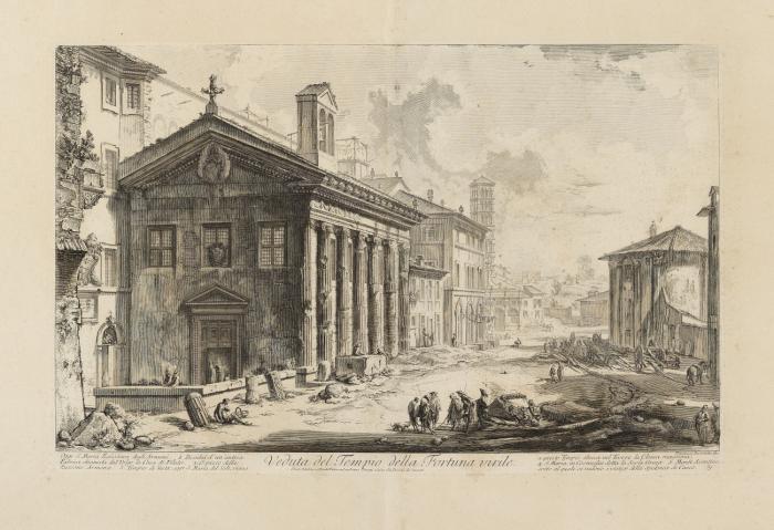 Veduta del Tempio della Fortuna virile (Der Tempel der Fortuna Virilis, heute S. Maria Egizziaca).