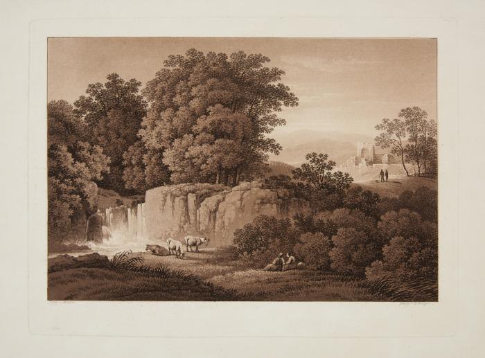 Benedikt Piringer. Landschaften.  6 Blatt Aquatintaradierungen in Braun, davon 3 nach Molitor. 1761.