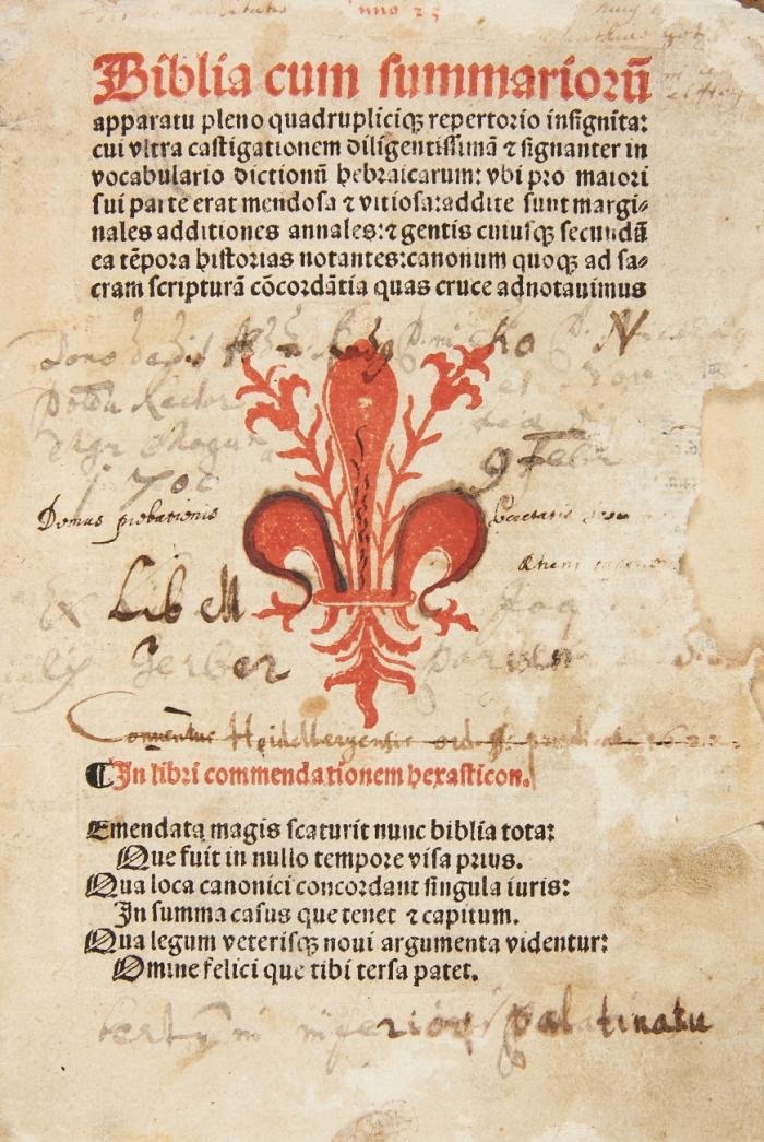 Biblia cum summariorum apparatu pleno quadruplicique repertorio insignata ...
