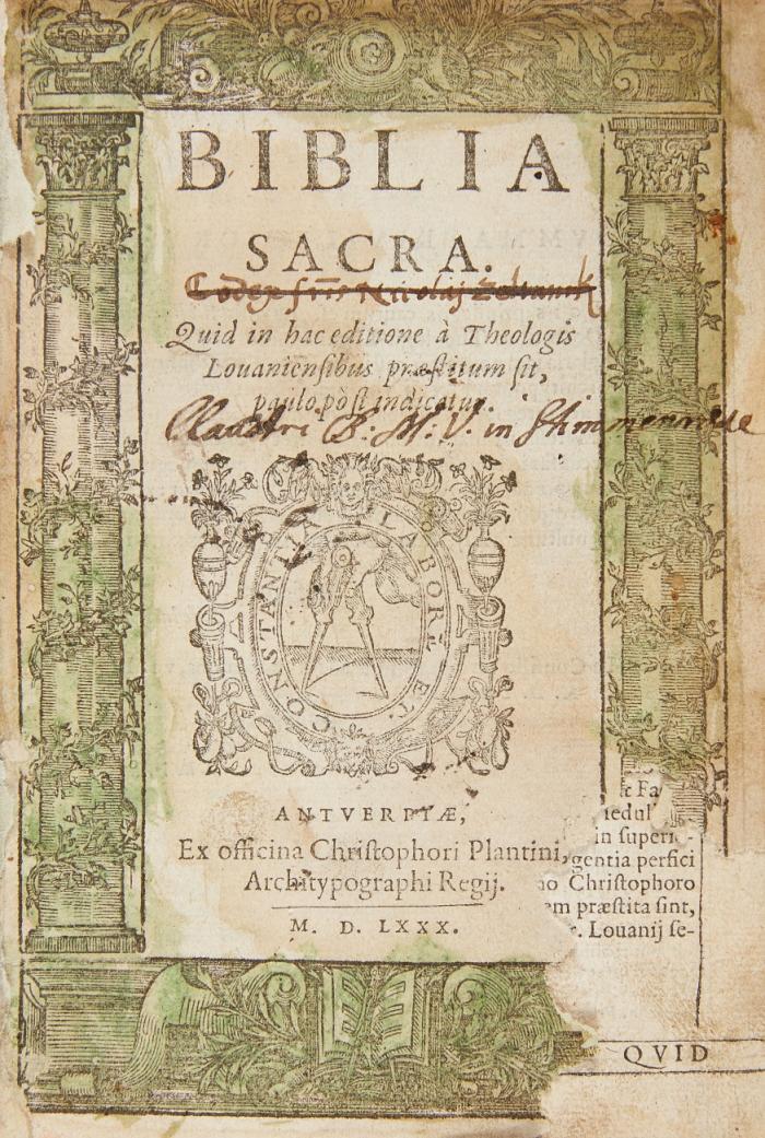 Biblia sacra. Quid in hac editione à theologis Louaniensibus praestitum sit, paulo post indicatur.