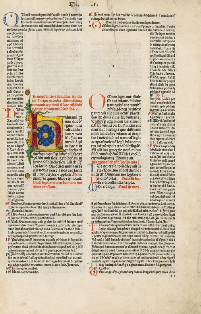 Decretum. Mit der Glossa ordinaria von Johannes Teutonicus in der Bearbeitung von Bartholomaeus Brixiensis.