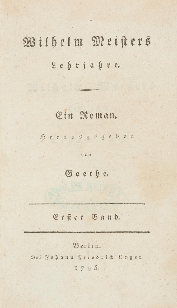 Wilhelm Meisters Lehrjahre.  Ein Roman. 4 Bde.