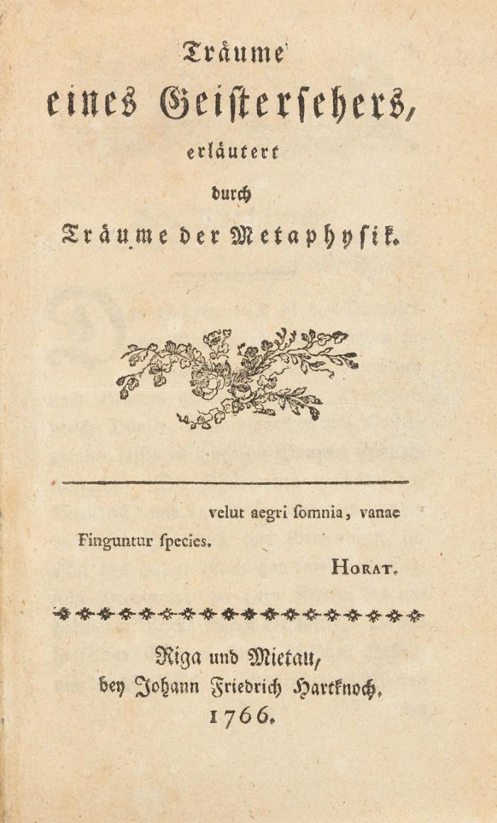 Träume eiens Geistersehers, erläutert durch Träume der Metaphysik.