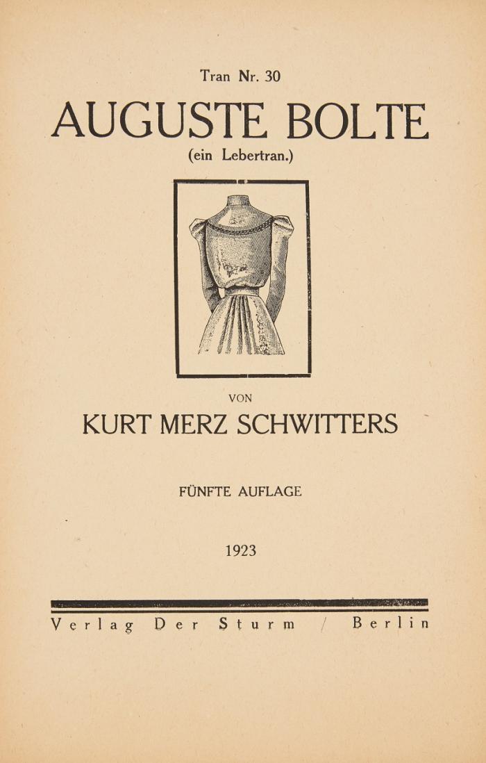 Tran Nr. 30. Auguste Bolte (ein Lebertran.). Fünfte [d. i. erste] Auflage.