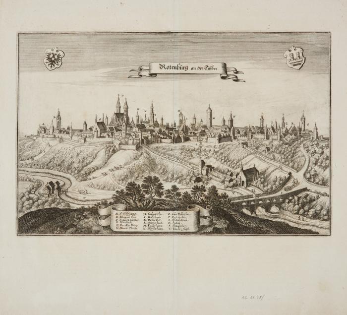 Rothenburg ob der Tauber. - Rotenburg an der Tauber, Gesamtansicht mit Legende.
